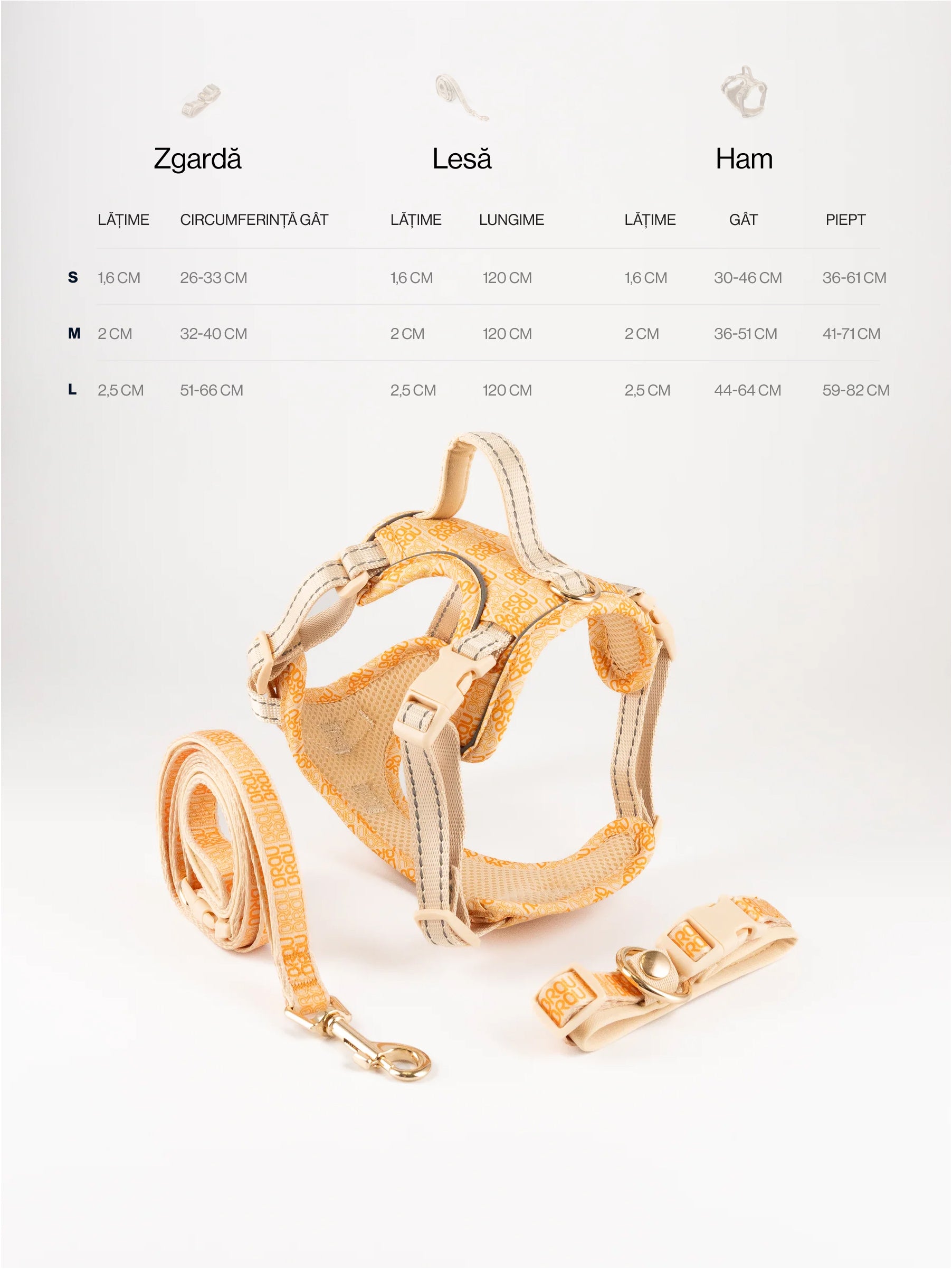 Signature Walk Set Orange (3-teilig) - Verstellbare Leine, Halsband und Geschirr für Hunde