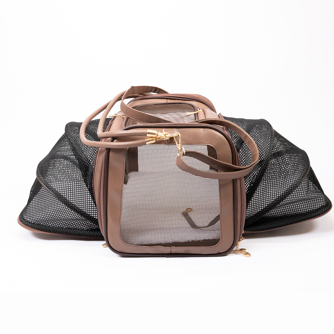Erweiterbare Transporttasche mit Rollen für Hunde und Katzen -  Flight Carrier Bag Brown