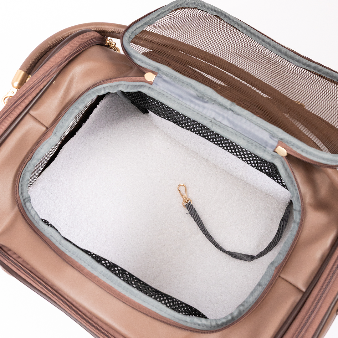 Erweiterbare Transporttasche mit Rollen für Hunde und Katzen -  Flight Carrier Bag Brown