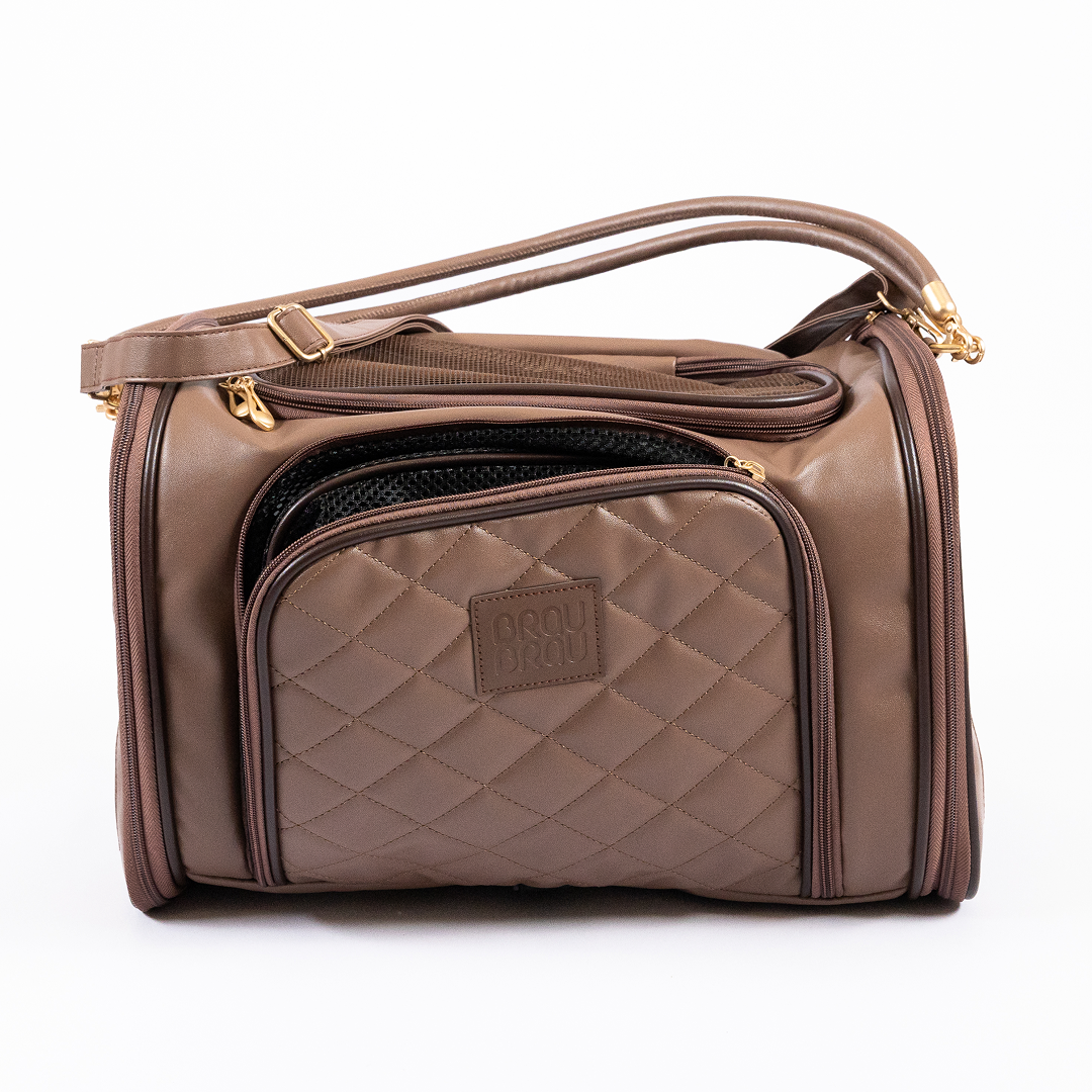 Erweiterbare Transporttasche mit Rollen für Hunde und Katzen -  Flight Carrier Bag Brown